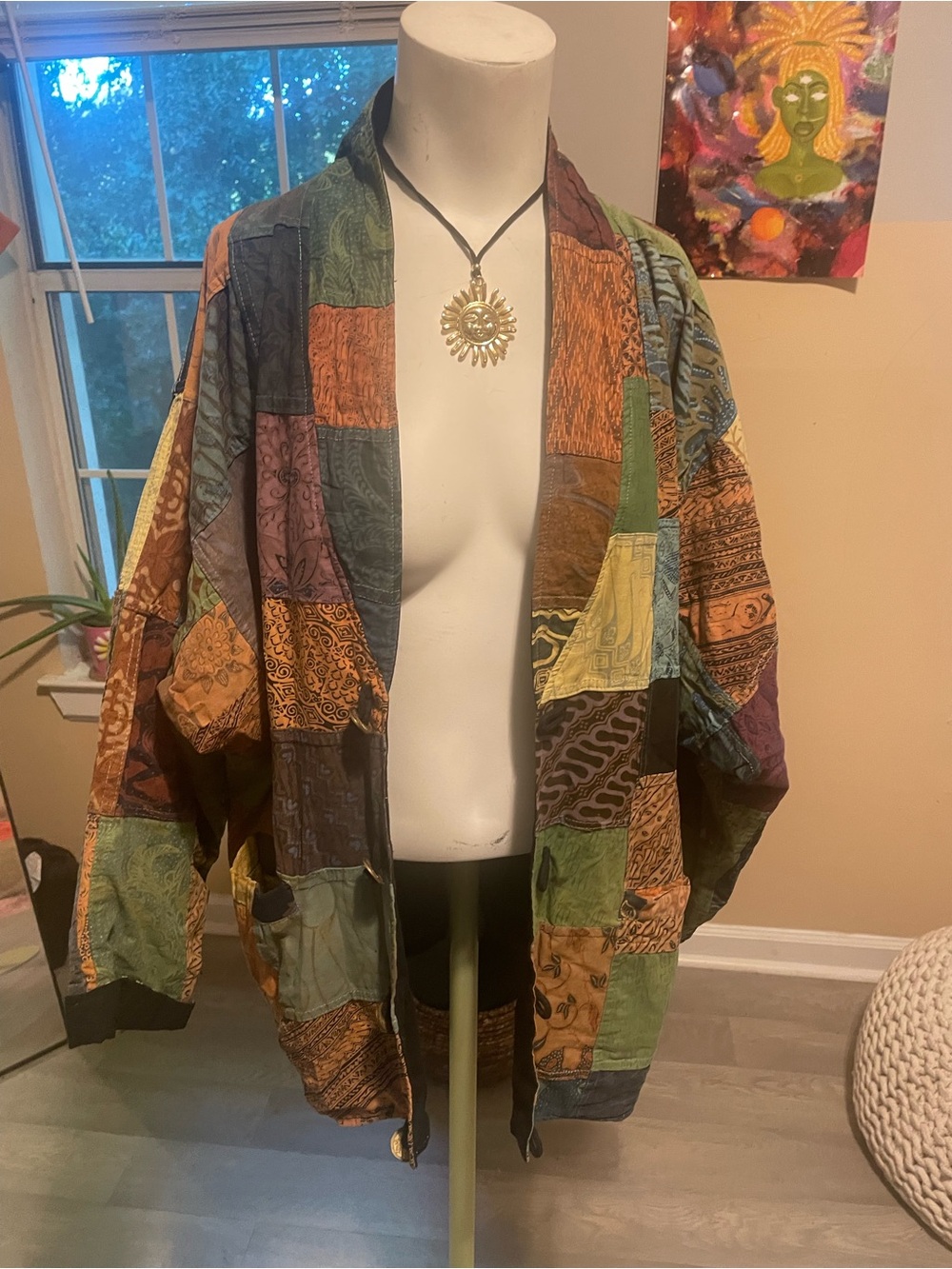 Patchwork Bohemian Bomber Jacket - Multicolor Go Fish Hippie Glam